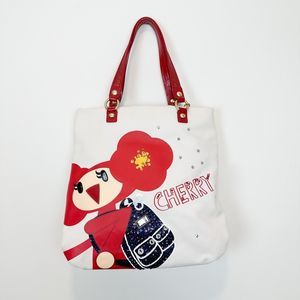 Red Japanese Cherry Blossom Tote Bag